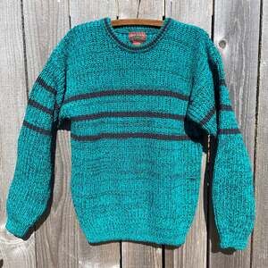 Vintage High Sierra Knit Green Striped Sweater